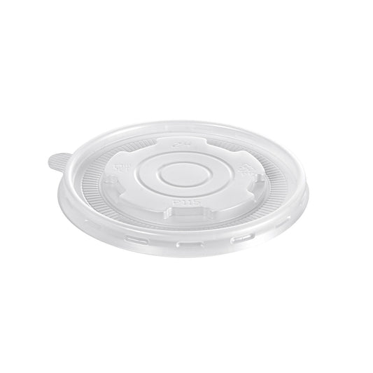 Ein weißer Polypropylen-Deckel (Deckel für 201090 / 201091 / 201092, 115x115x10 mm) der Duni GmbH, Packung mit 50 Stück, abgebildet auf einem einfarbig weißen Hintergrund.