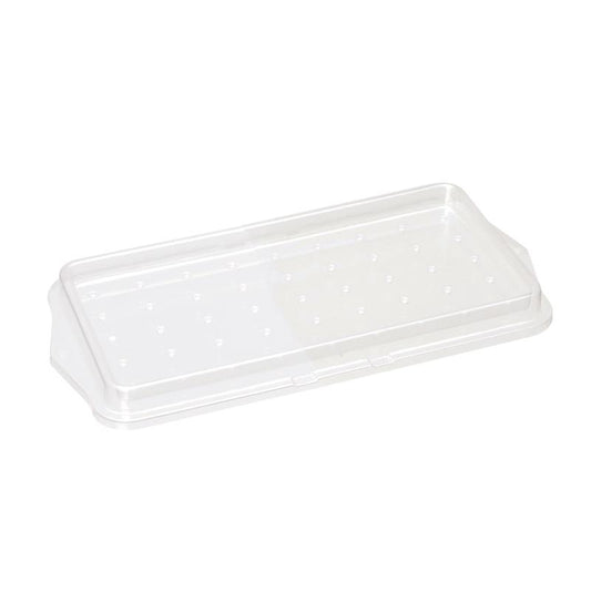 Das TASKI Vorbereitungssieb für Mopp-Boxen der Diversey Deutschland GmbH & Co. OHG ist ein durchsichtiger, rechteckiger Kunststoffdeckel mit gleichmäßig verteilten kleinen Löchern, der zum Abdecken von Mopp-Boxen während des Reinigungsvorgangs dient.