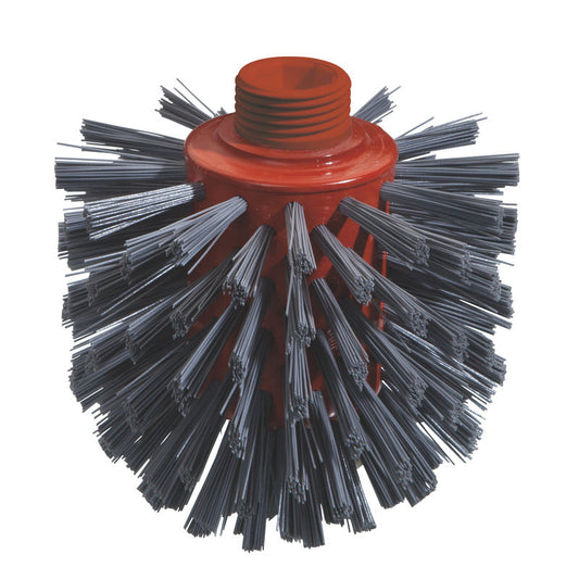 Die METAL DETECT WOLFBÜRSTE von Haug Bürsten KG ist eine zylindrische, graue PBT-Bürste (135xø120mm) mit harten, ø0,60mm starken Borsten und einem Gewindeaufsatz zur Befestigung - ideal für den Einsatz in der Lebensmittelindustrie.