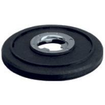 Ein einzelner Arcora Sd17 Treibteller 17''=43 cm von Arcora International GmbH, rund und schwarz mit einem Mittelloch aus Metall, wird auf einem schlichten weißen Hintergrund dargestellt.