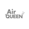 Air QUEEN Logo in grauen Großbuchstaben, mit Krone auf dem Q und zwei Blasen am N, auf weißem Hintergrund dargestellt