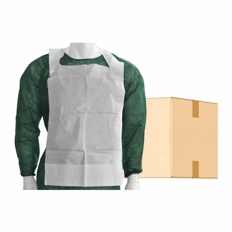 Jednorazové podbradníky MaiMed so zberným vreckom na zaväzovanie, biele, 66x37 cm - 100 kusov/bal. Balenie (100 kusov)