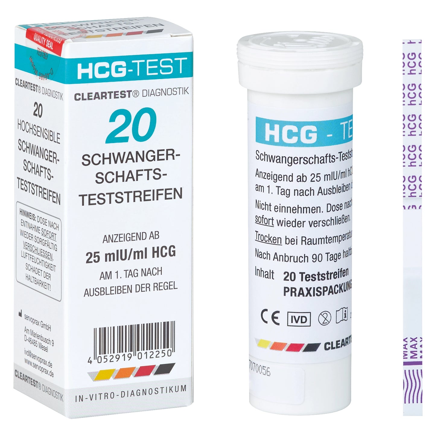 Jasný test HCG tehotenstvo testovacie prúžky - 20 kusov | Balenie (20 testov)
