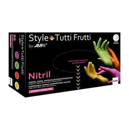 Nitrilové rukavice AMPri Style Tutti Frutti bez púdru, rôzne farby | Krabička (96 kusov)
