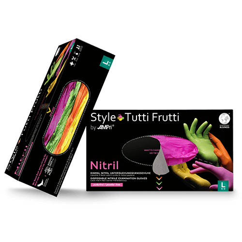Nitrilové rukavice AMPri Style Tutti Frutti bez púdru, rôzne farby | Krabička (96 kusov)