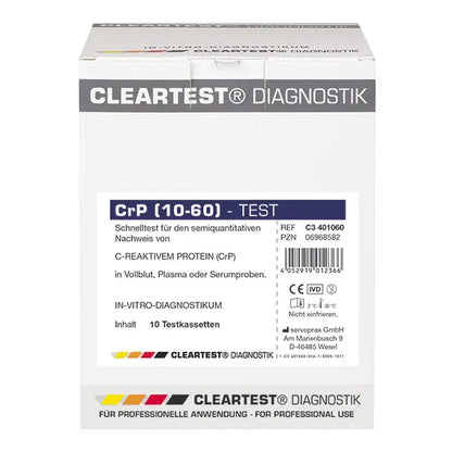 Cleartest CrP HS (10/60) High Sensitive Cut Off: 10mg/l Referenčné: 60mg/l Balenie: 10 testov | Balenie (10 testov)