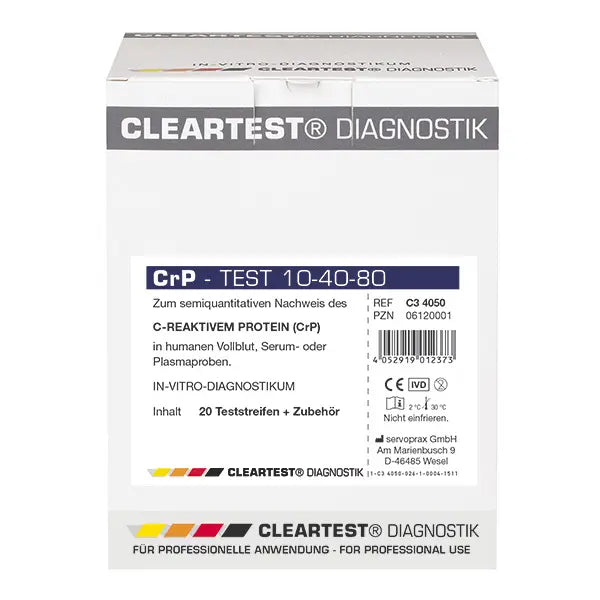 Cleartest CrP Cut Off: 10-40-80 mg/l