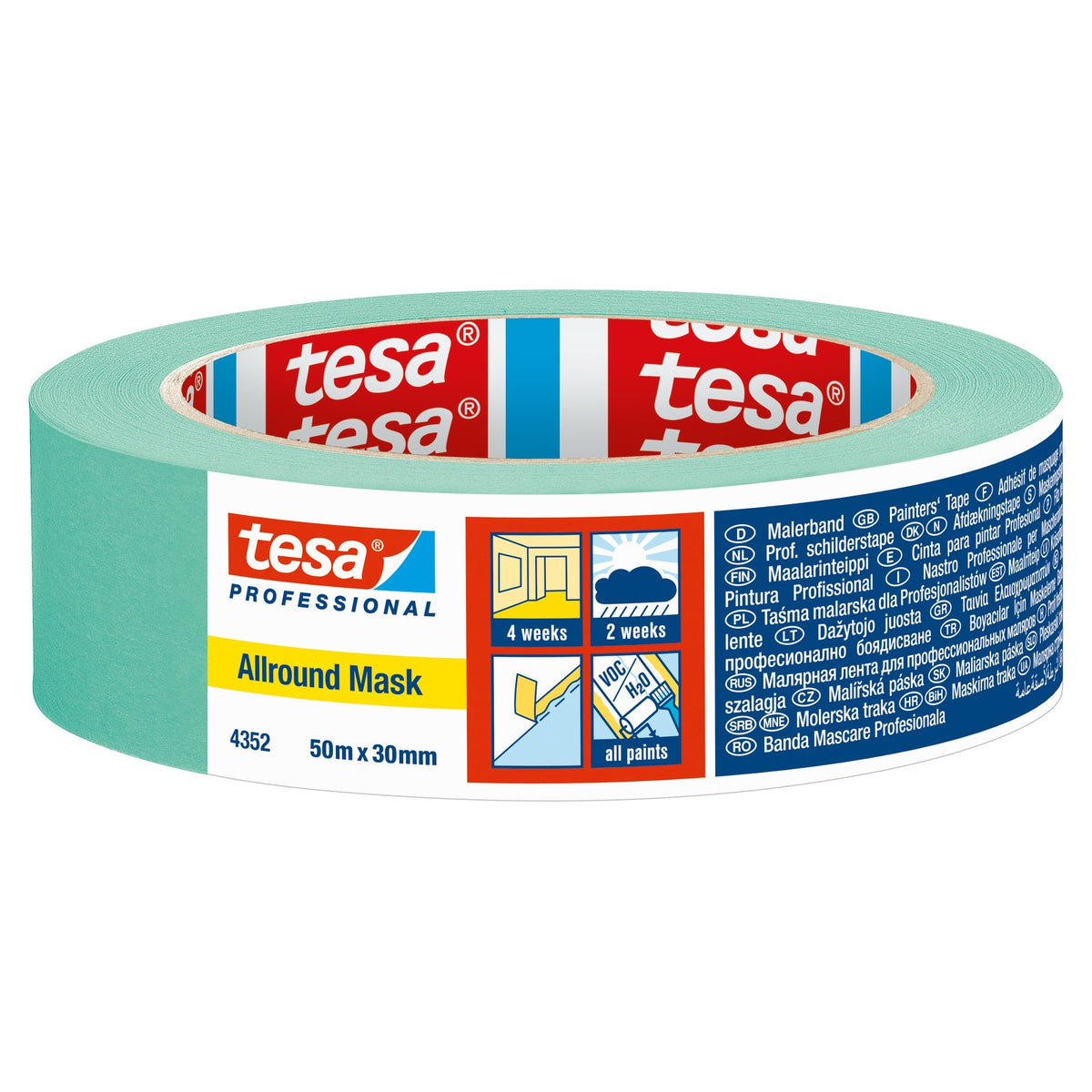 tesa Allround Mask 4352 Craftsmen, pastellgrün 50 m x 19 mm