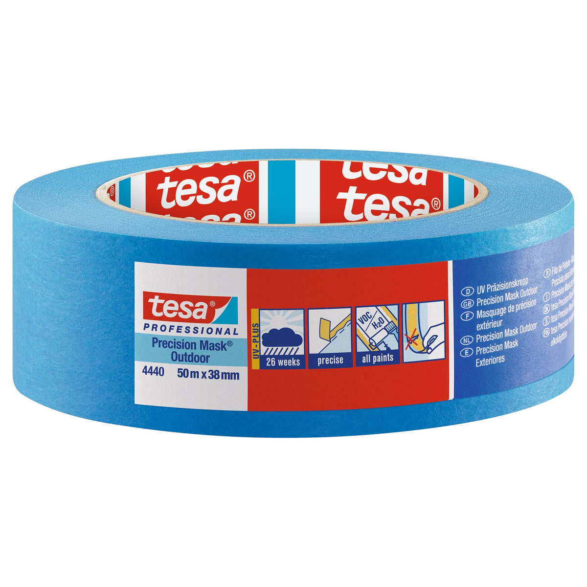 tesa Professional 4440 Präzisionskrepp Außen UV PLUS Malerband, blau 50 m x 38 mm