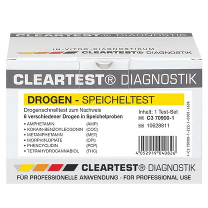 Cleartest drogový test slín AMP50/MET50/OPI40/COC20/THC25/BZO20 Balenie: 5 testov | Balenie (5 testov)