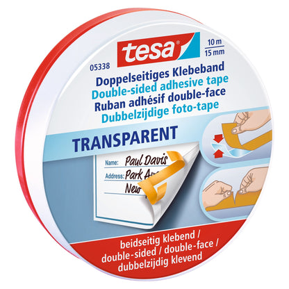 tesa Doppelband, 10 m x 15 mm, weiß-transluzent