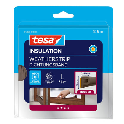 tesa INSULATION Dichtungsband Gummi L, braun 6 m x 9 mm