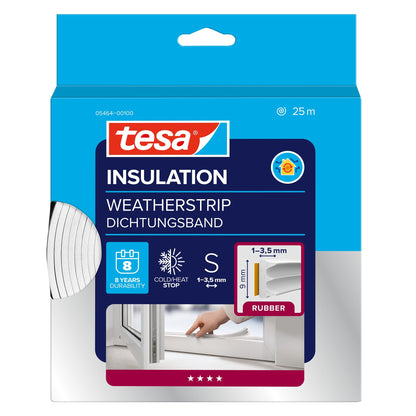 tesa INSULATION Dichtungsband Gummi S, weiß 25 m x 9 mm x 4 mm