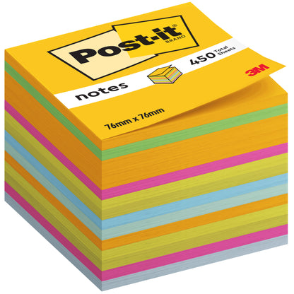 Der 3M Deutschland GmbH Post-it® Notes Würfel in Ultra-Farben (76 mm x 76 mm, 450 Blatt/Block) bringt als praktischer Notizblock-100% PEFC-zertifiziert, SGSCH-PEFC-COC-110078, lebendige Farbe auf den Schreibtisch.
