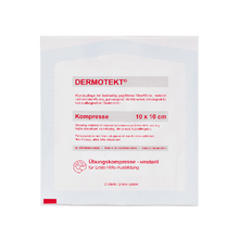 DERMOTEKT®  Cvičebný obklad 10 x 10 cm, 2 kusy, nesterilné, po 50 kusoch v kartóne