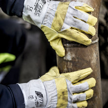 NITRAS UNIVERSAL, rukavice z umelej kože, prírodná farba / žltá, EN 388 bavlna | Balenie (12 párov)