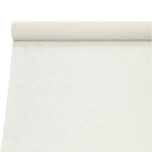 Papierový obrus s damaskovým reliéfom (10 m x 1 m) od spoločnosti PAPSTAR GmbH je čiastočne rozvinutý na bielom pozadí a má jemný, svetlý, štvorcový geometrický vzor.