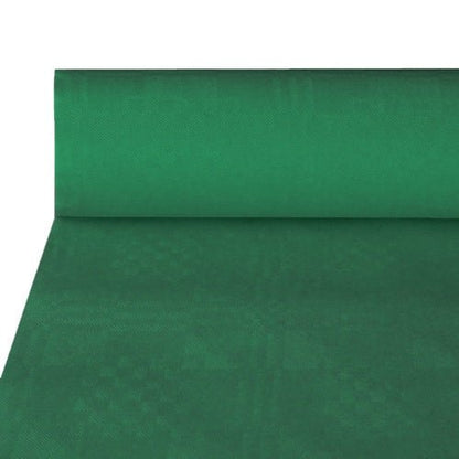 Čiastočne odvinutý PAPSTAR Papierová obrus s damaskovým reliéfom (50 m x 1 m) od PAPSTAR Spoločnosť GmbH predstavuje svoj elegantný vzor, ktorý je ideálny na slávnostné príležitosti a na luxusnú výzdobu stola.