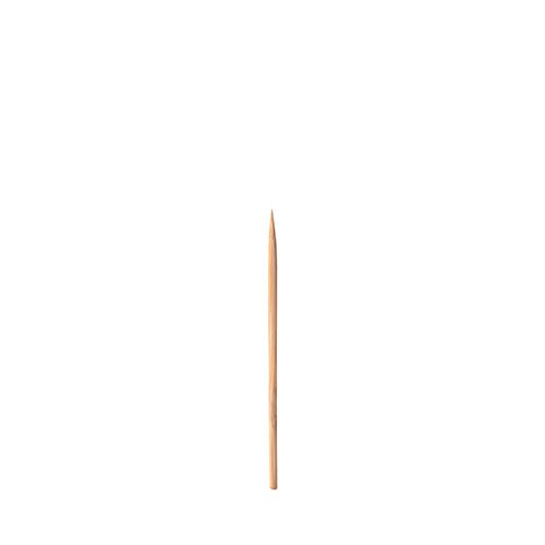 Jeden PAPSTAR Fingerfood-Picker "pure" (6,8 cm, jednostranne špicatý), ideálny pre cateringové podujatia, stojí vzpriamene pred jednoduchým bielym pozadím. Dostupný v balení po 1000 kusov v PAPSTAR GmbH.