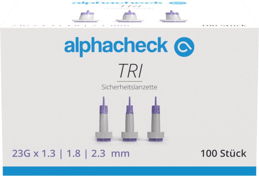 Alphacheck TRI bezpečnostné lancety 23G | Balenie (100 kusov)