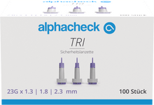 Alphacheck TRI bezpečnostné lancety 23G | Balenie (100 kusov)