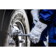 NITRAS SPLIT STAR V, rukavice z hovädzej štiepenky, prírodná farba / šedá, EN 388 bavlna | Balenie (12 párov)