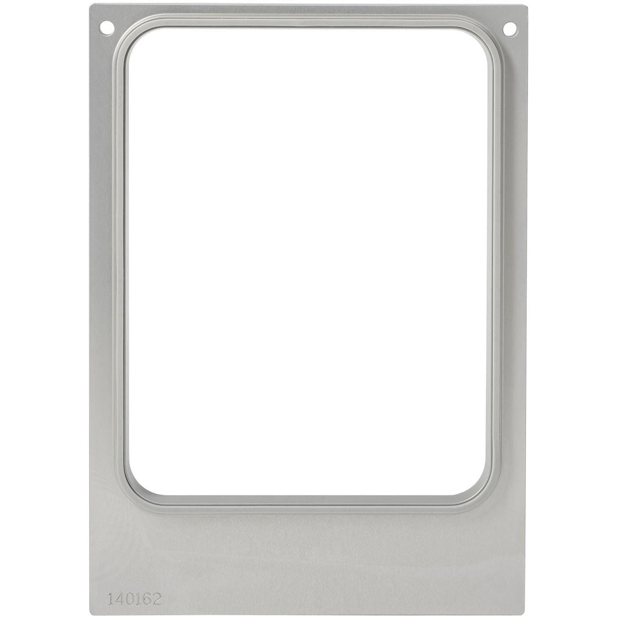 Zobrazený je obdĺžnikový kovový rám spoločnosti Duni GmbH, navrhnutý pre kazetu DF10/20 pre CPET misky 960, 1200, 1500 ml (sada | balenie 1 kus), so zaoblenými vnútornými hranami a dvoma hornými rohovými otvormi. Vľavo dole je vygravírované "140162".