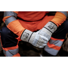 NITRAS ZEUS, celozrnné rukavice z hovädzej kože, farba prírodná / šedá