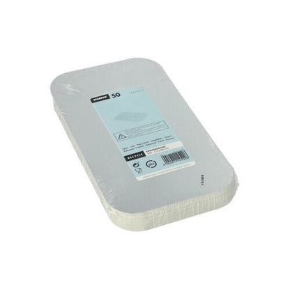 Balík obsahujúci 50 vkladacích viečok Starpak s PP povlakom, rozmery 21,8 x 12,3 cm, je zabalený v zmršťovacej fólii a označený modro-bielou etiketou s informáciami o produkte a čiarovým kódom.