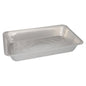 Pravouhlá Starpak 3 Gastronorm nádoba, jednorazová hliníková forma na pečenie (8,5 l, 8 cm x 32,6 cm x 52,7 cm), prázdna so zvýšenými okrajmi a plochým dnom na jednoduchom bielom pozadí.