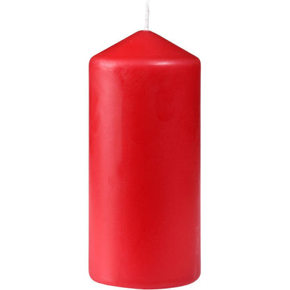 Valcová sviečka Duni GmbH, cca 40h 130 x 60 mm, je lesklá červená sviečka s hladkými stranami, plochým dnom, špičatým vrcholom a bielym knôtom - navrhnutá pre dlhú dobu horenia.