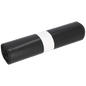 Abgebildet ist eine Rolle EMIL DEISS KG (GmbH + Co.) DEISS 15005 Müllsäcke schwarz, 700x1100x0,06 mm (25 Stück), mit einem weißen Papierband um die Mitte, auf einem einfarbig weißen Hintergrund.
