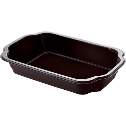 Potravinárska PP miska Take-Away Čierna PP 250x159 od Duni GmbH je čierna, obdĺžniková krabica s mierne zakrivenými hranami a plochým dnom, zobrazená na bielom pozadí.