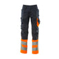 Nohavice MASCOT® Leeds, čierna modrá/hi-vis oranžová