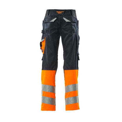Nohavice MASCOT® Leeds, čierna modrá/hi-vis oranžová