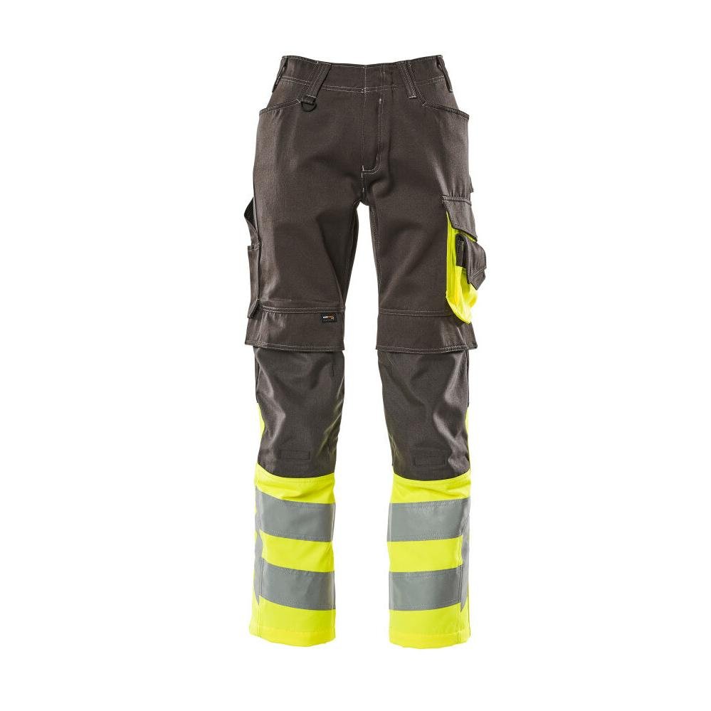 Nohavice MASCOT® Leeds, tmavo antracitová/hi-vis žltá
