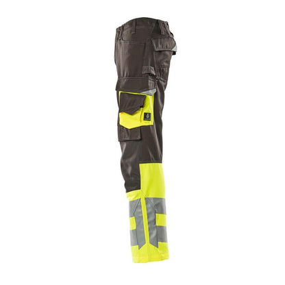Nohavice MASCOT® Leeds, tmavo antracitová/hi-vis žltá