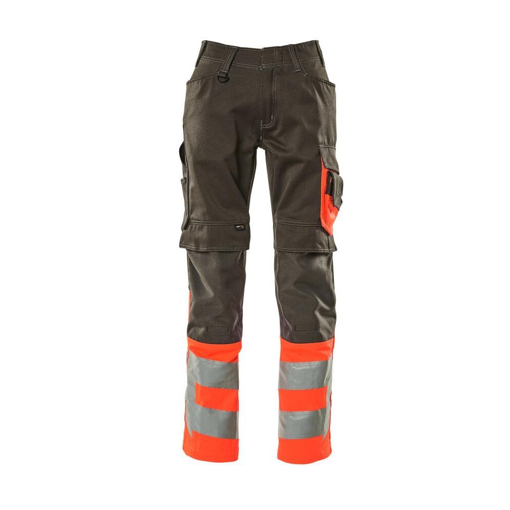 Nohavice MASCOT® Leeds, tmavá antracitová/hi-vis červená