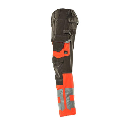 Nohavice MASCOT® Leeds, tmavá antracitová/hi-vis červená