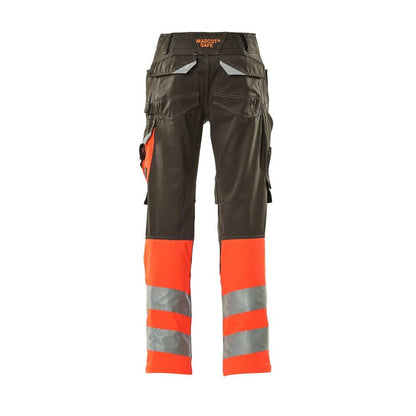 Nohavice MASCOT® Leeds, tmavá antracitová/hi-vis červená