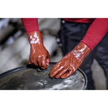 NITRAS PVC rukavice, červené, EN 388 bavlnený džersej | Balenie (12 párov)