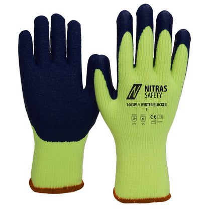 NITRAS WINTER BLOCKER, zimné rukavice, neónová žltá / modrá