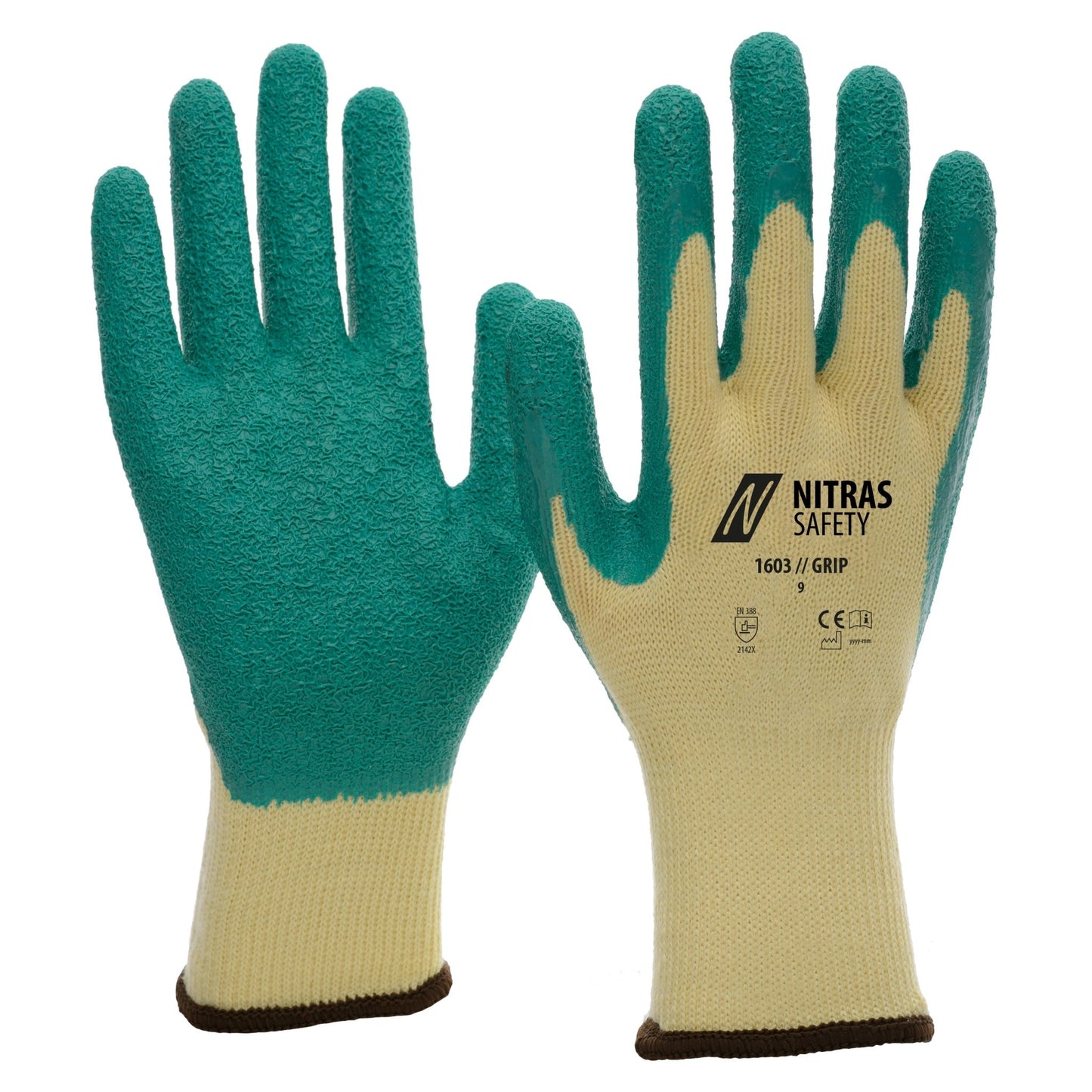 NITRAS GRIP, latexové rukavice, žltá / zelená