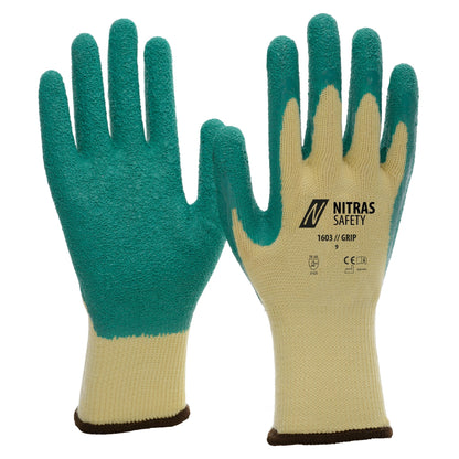 NITRAS GRIP, latexové rukavice, žltá / zelená