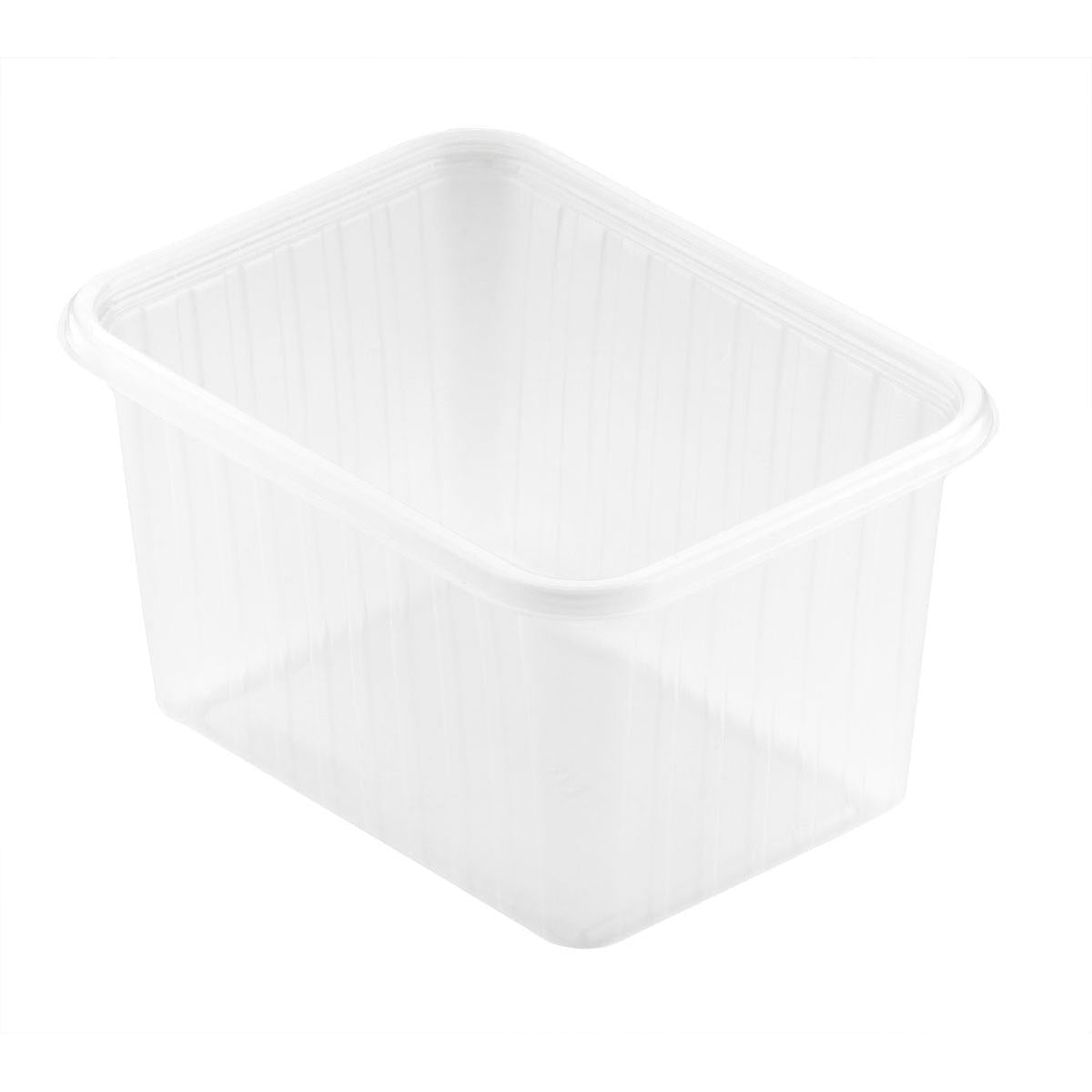 Obdĺžniková transparentná PP 146x110mm úložná krabica Fixpack® od spoločnosti Duni GmbH je zobrazená prázdna na bielom pozadí, čím zdôrazňuje svoj jasný, obdĺžnikový a funkčný dizajn.