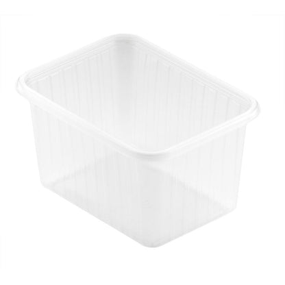 Obdĺžniková transparentná PP 146x110mm úložná krabica Fixpack® od spoločnosti Duni GmbH je zobrazená prázdna na bielom pozadí, čím zdôrazňuje svoj jasný, obdĺžnikový a funkčný dizajn.
