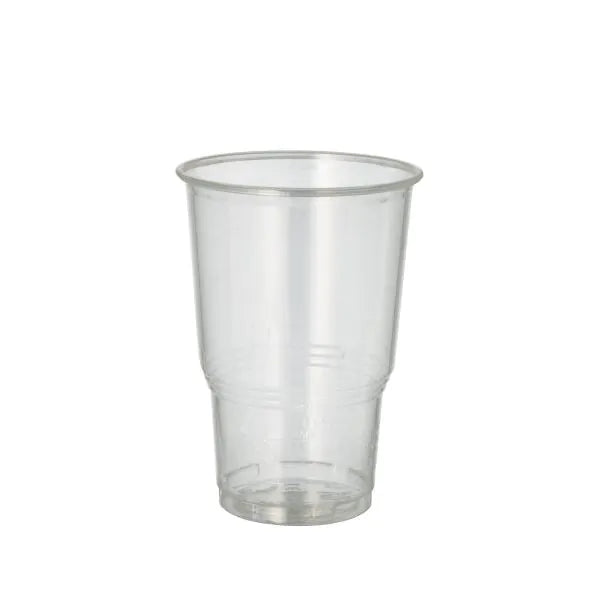 Pohár na studené nápoje PAPSTAR 70, PLA "pure" priehľadný s penovým okrajom od PAPSTAR GmbH stojí vzpriamene pred jednoduchým bielym pozadím a prezentuje svoj ekologický dizajn ideálny na servírovanie studených nápojov.