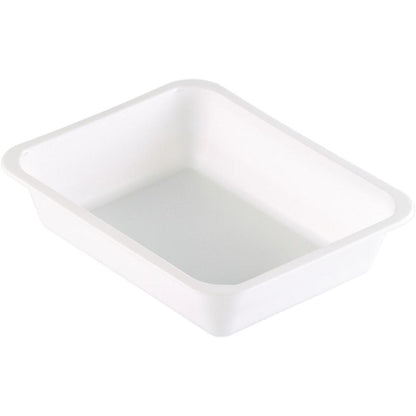 PP-miska Duni GmbH Caterline 1 Biela PP 227x178 je obdĺžnikový biely tácka s mierne zaoblenými rohmi a plochými stranami, navrhnutá pre potreby gastronómie a zobrazená na jednoduchom bielom pozadí.
