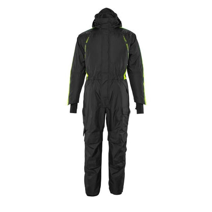 Overal s vreckami na kolenách, ľahká zimná kombinácia, čierna/hi-vis žltá