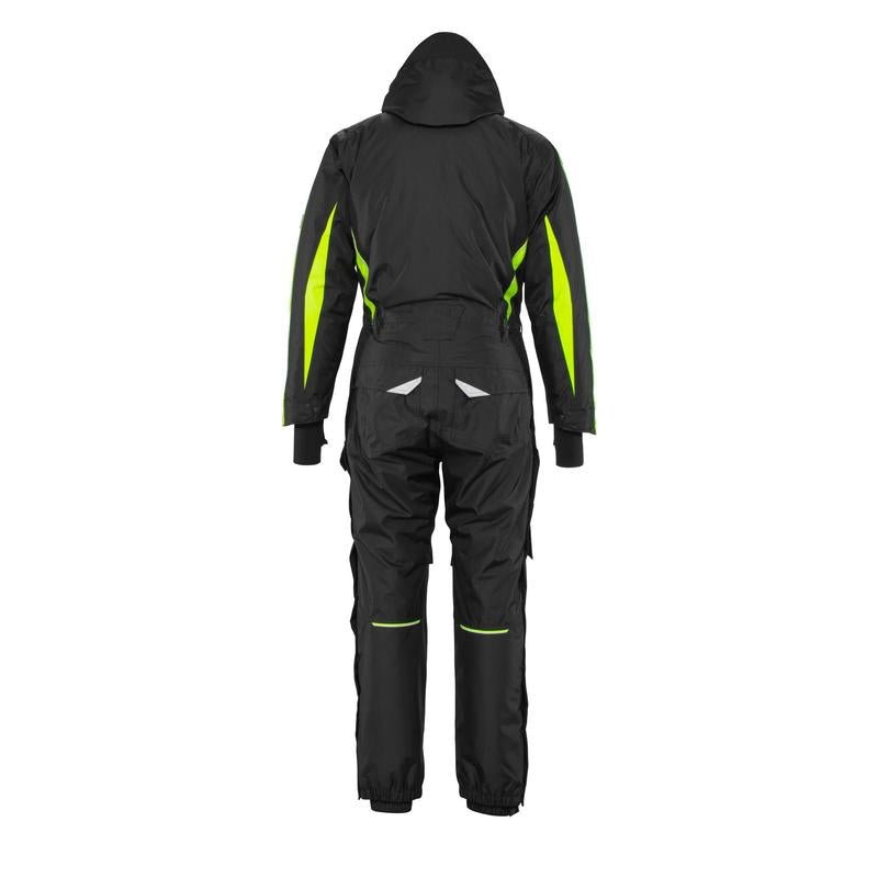 Overal s vreckami na kolenách, ľahká zimná kombinácia, čierna/hi-vis žltá